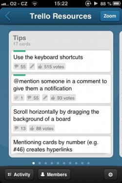 iPhone aplikace Trello