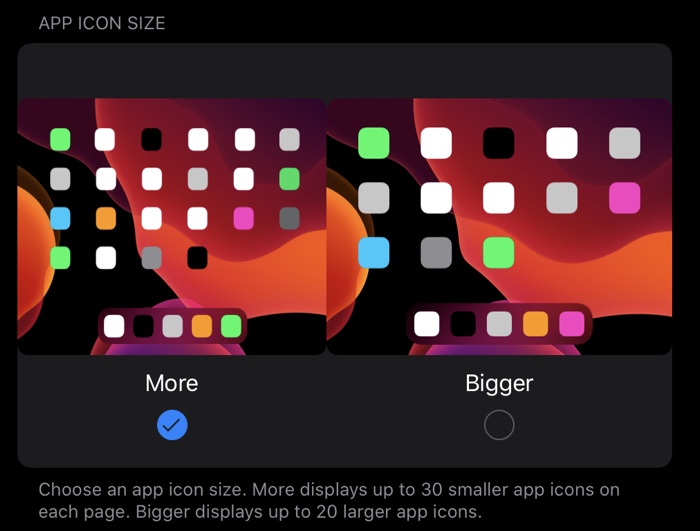 Velikost ikon iPadOS