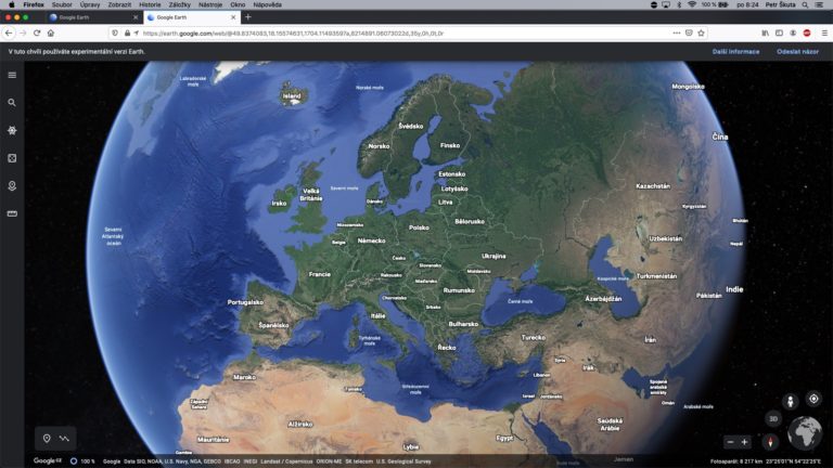 Google Earth funguje v dalších webových prohlížečích. Podpora Safari se zpozdí