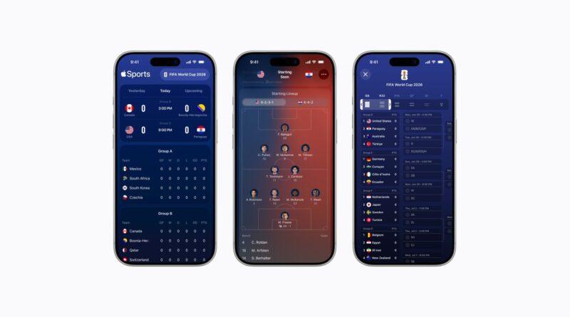 Aplikace Apple Sports na iPhonu