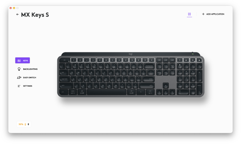 Nastavení MX Keys S v aplikaci Logi Options+
