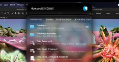 Dynamic Island na displeji MacBooku Pro se Spotlightem