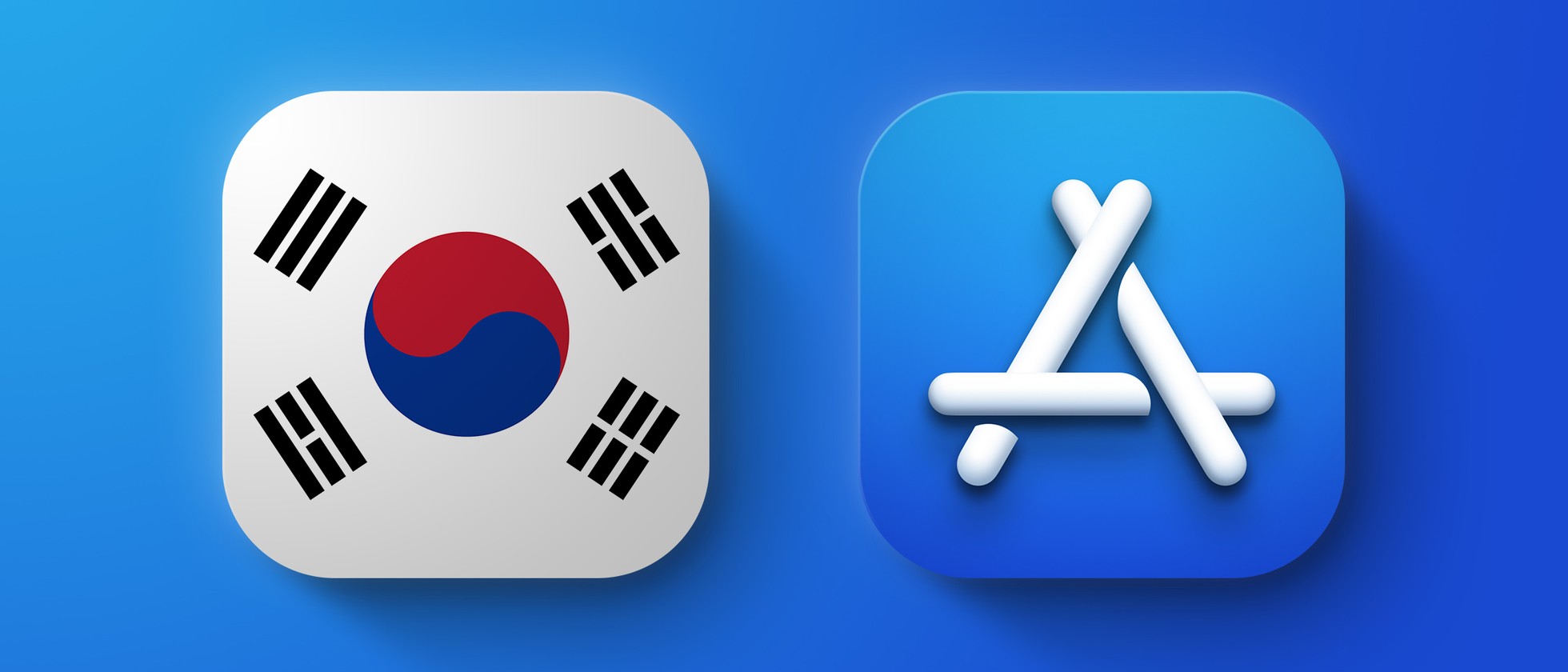 Ikona App Storu vedle jihokorejské vlajky