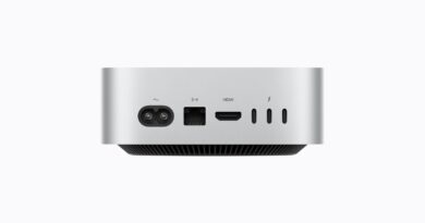 Zadní panel Macu mini s konektory