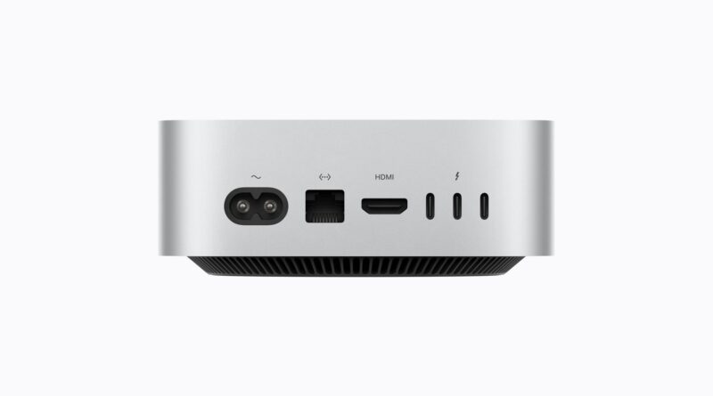 Zadní panel Macu mini s konektory