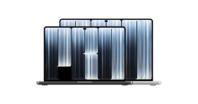 Čtrnáctipalcový a šestnáctipalcový MacBook Pro vedle sebe