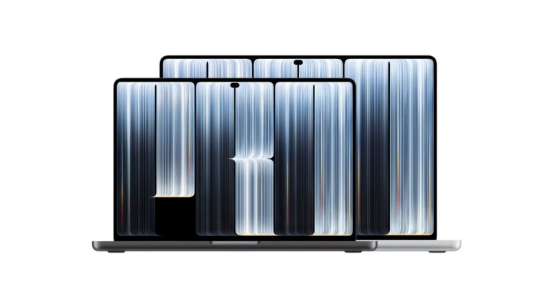 Čtrnáctipalcový a šestnáctipalcový MacBook Pro vedle sebe
