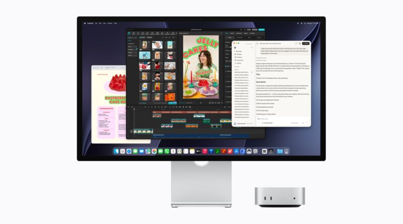Mac mini na stole s monitorem, na kterém běží agentní AI