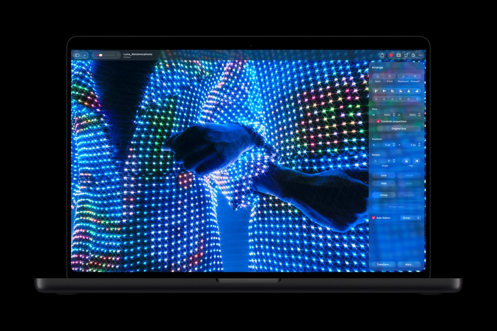 Pixelmator Pro na dotykovém displeji MacBooku Pro