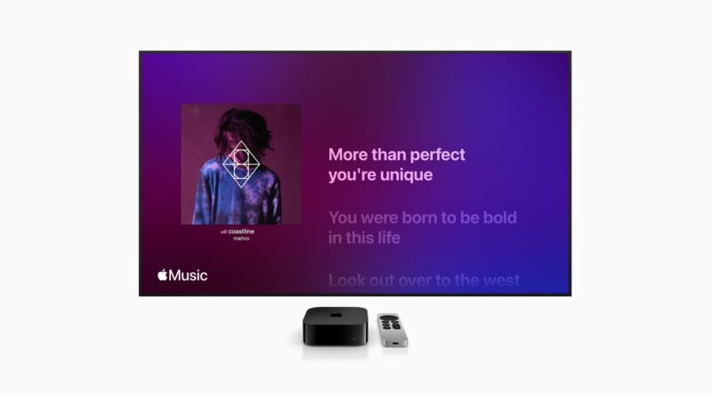 Apple Music na obrazovce televize s Apple TV