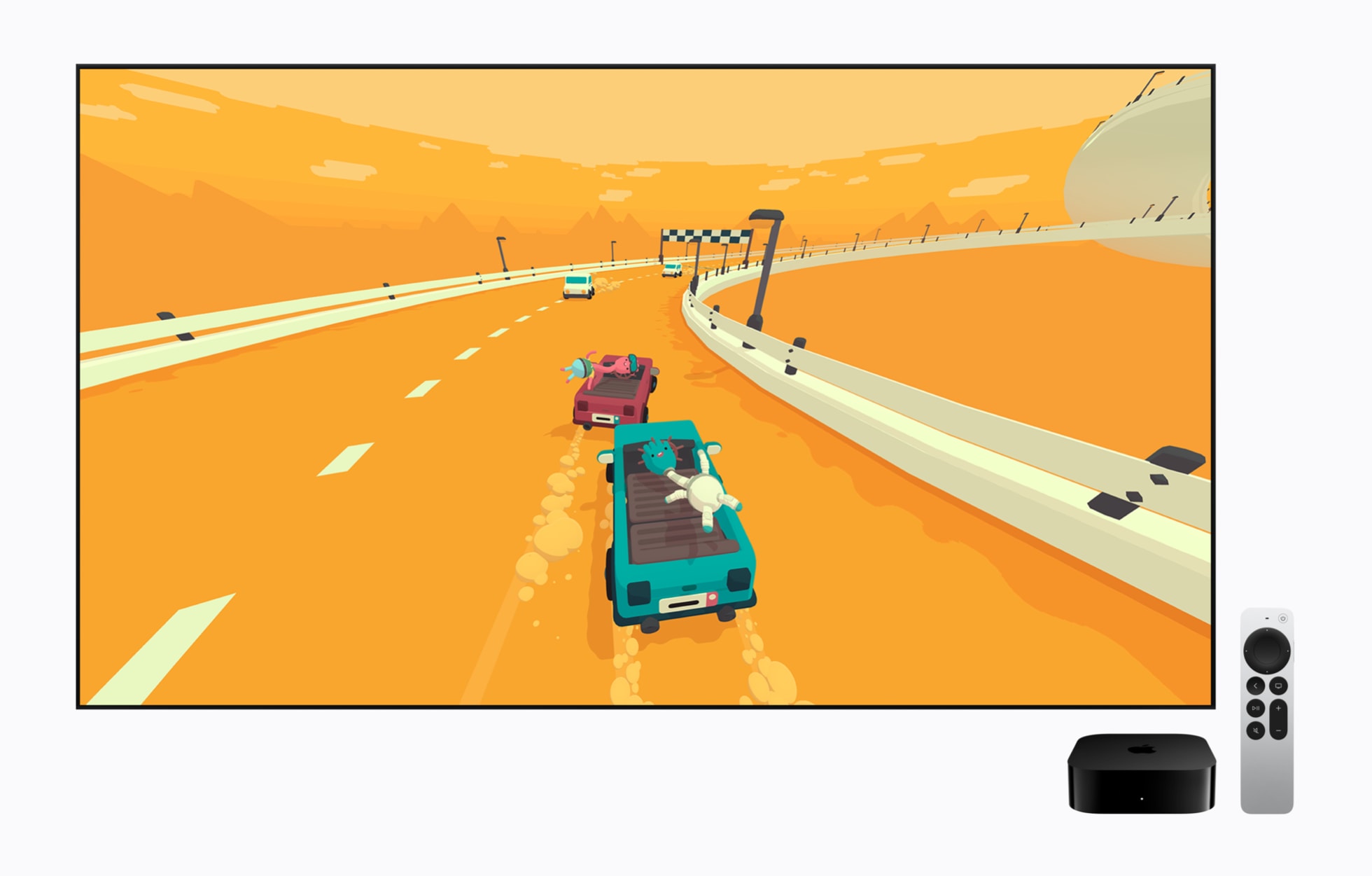 Televizní obrazovka s hrou z Apple Arcade spuštěnou na Apple TV 4K