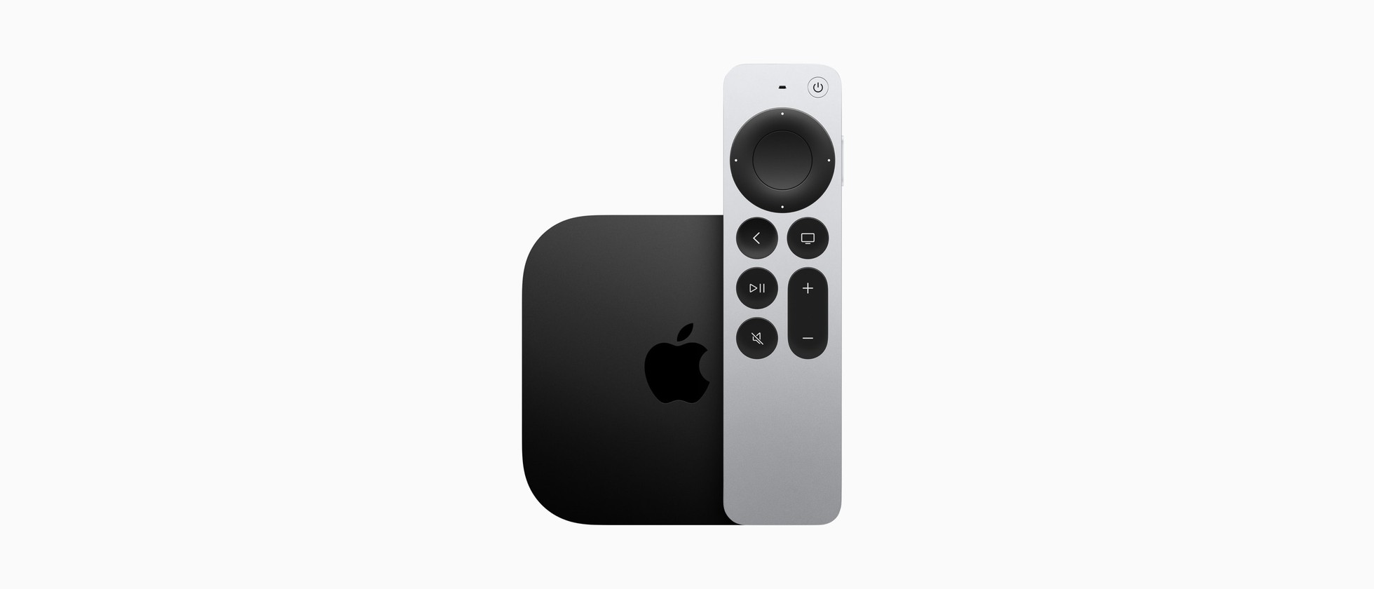 Apple TV 4K a stříbrný ovladač Siri Remote