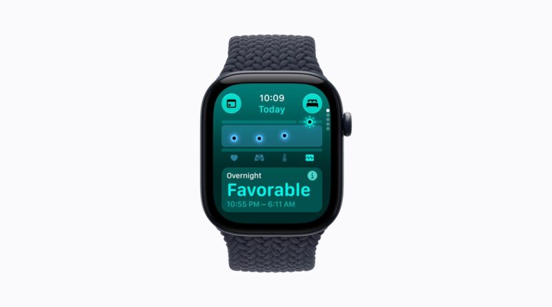 Apple Watch zobrazující noční zdravotní údaje