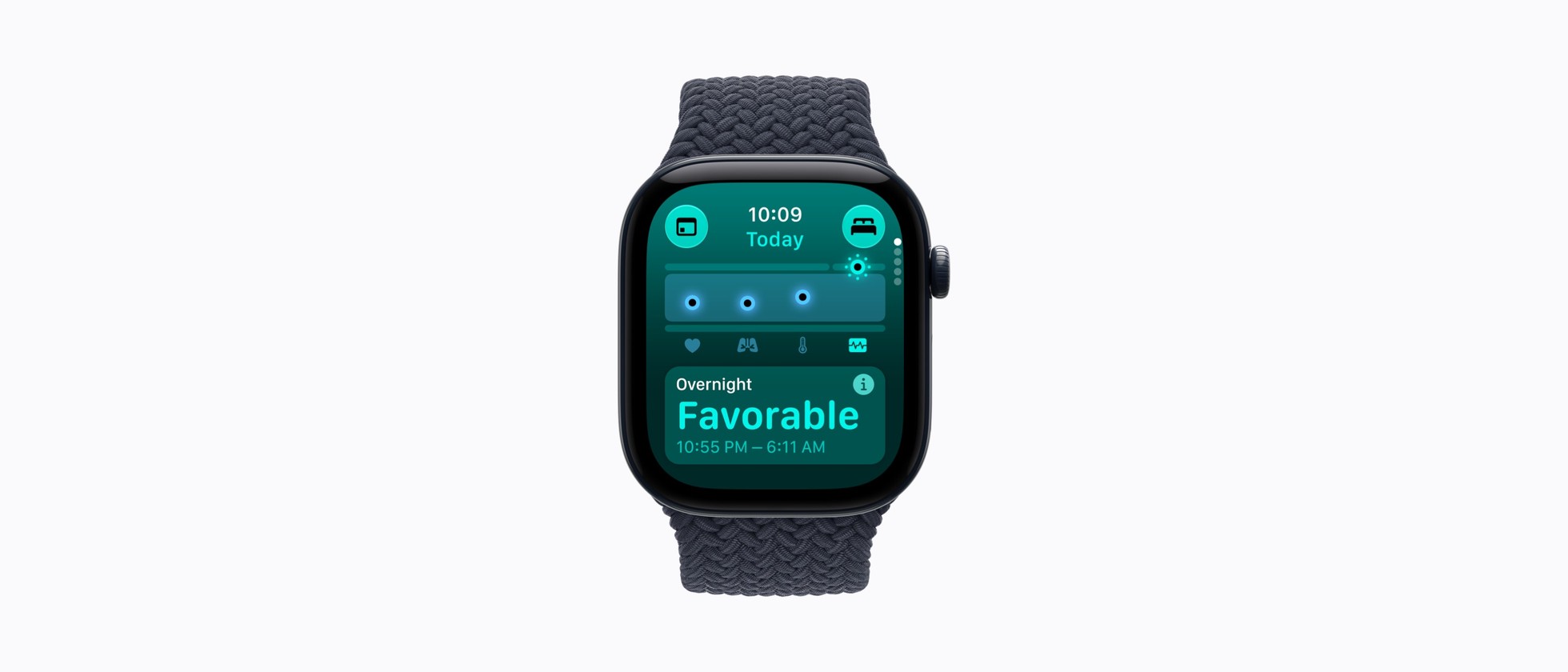 Apple Watch zobrazující noční zdravotní údaje