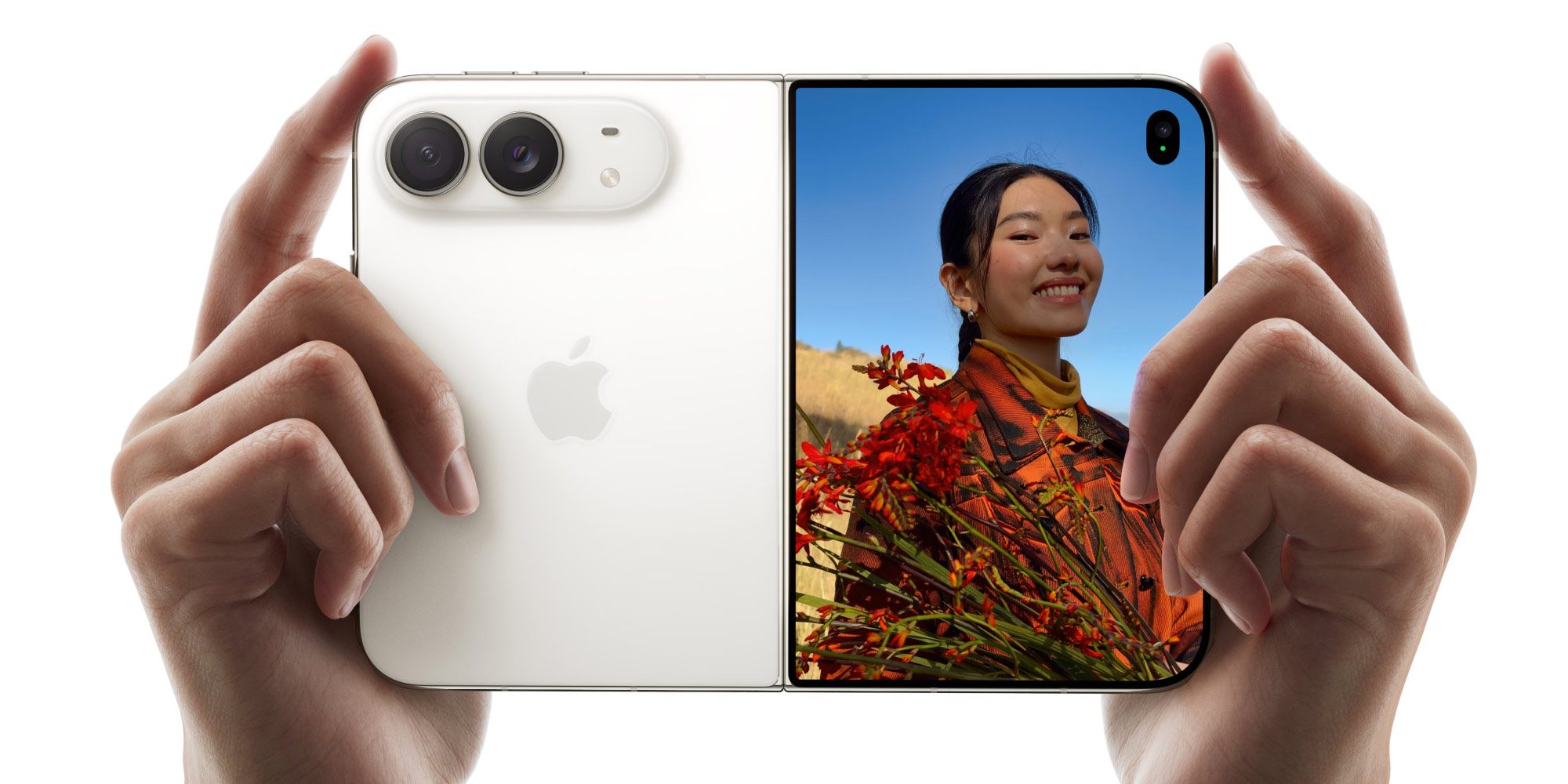 iPhone Duo držený v rukou při focení