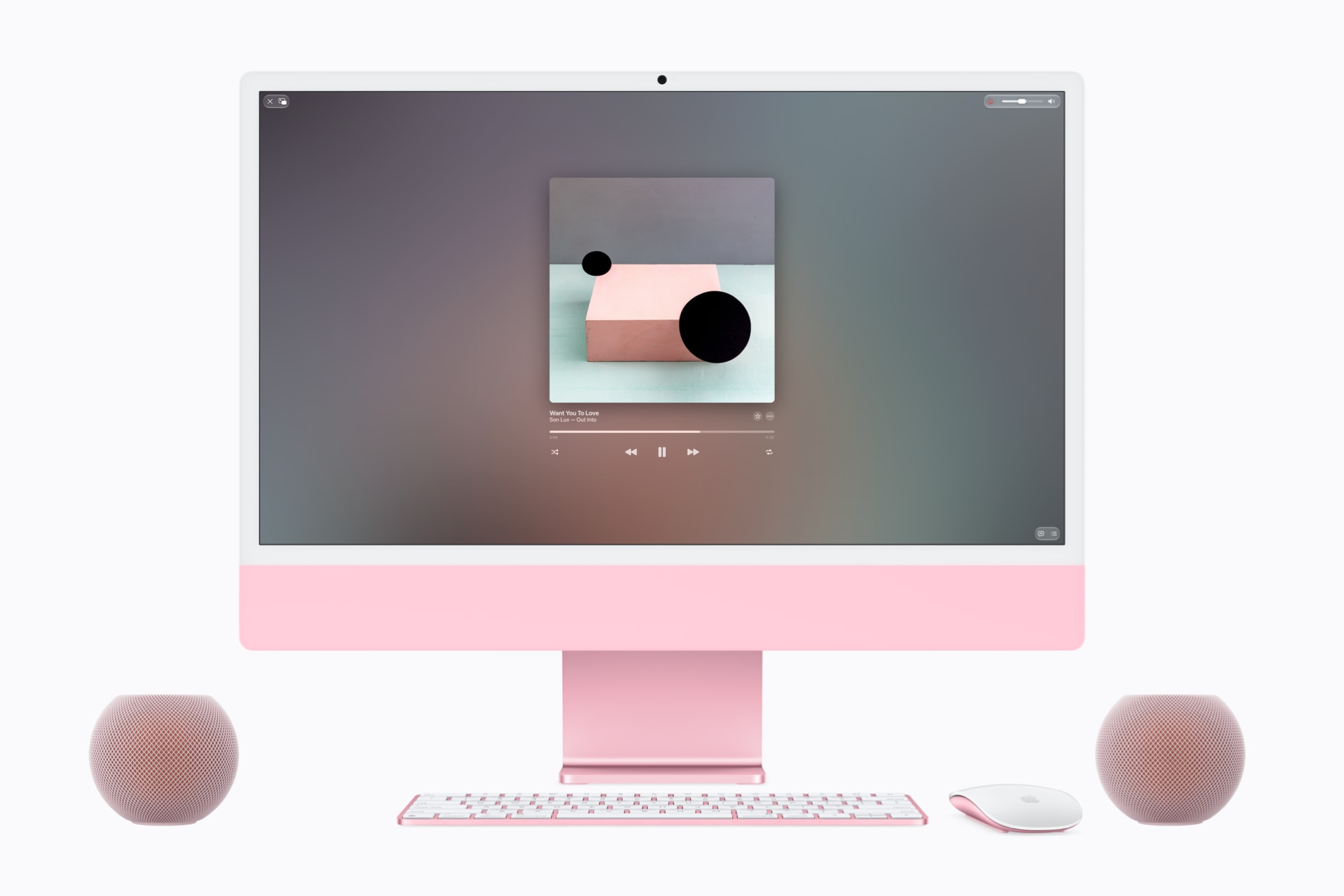HomePod mini 2 vedle Macu