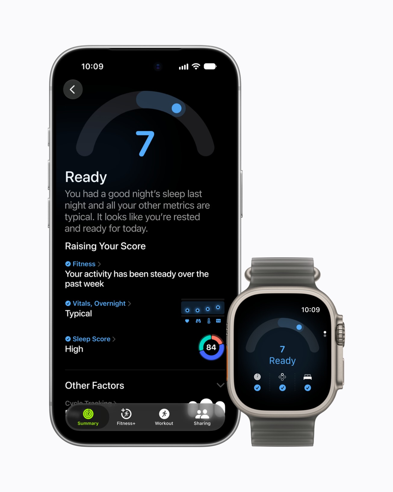 Skóre připravenosti na Apple Watch Ultra 4 a v aplikaci Zdraví na iPhonu