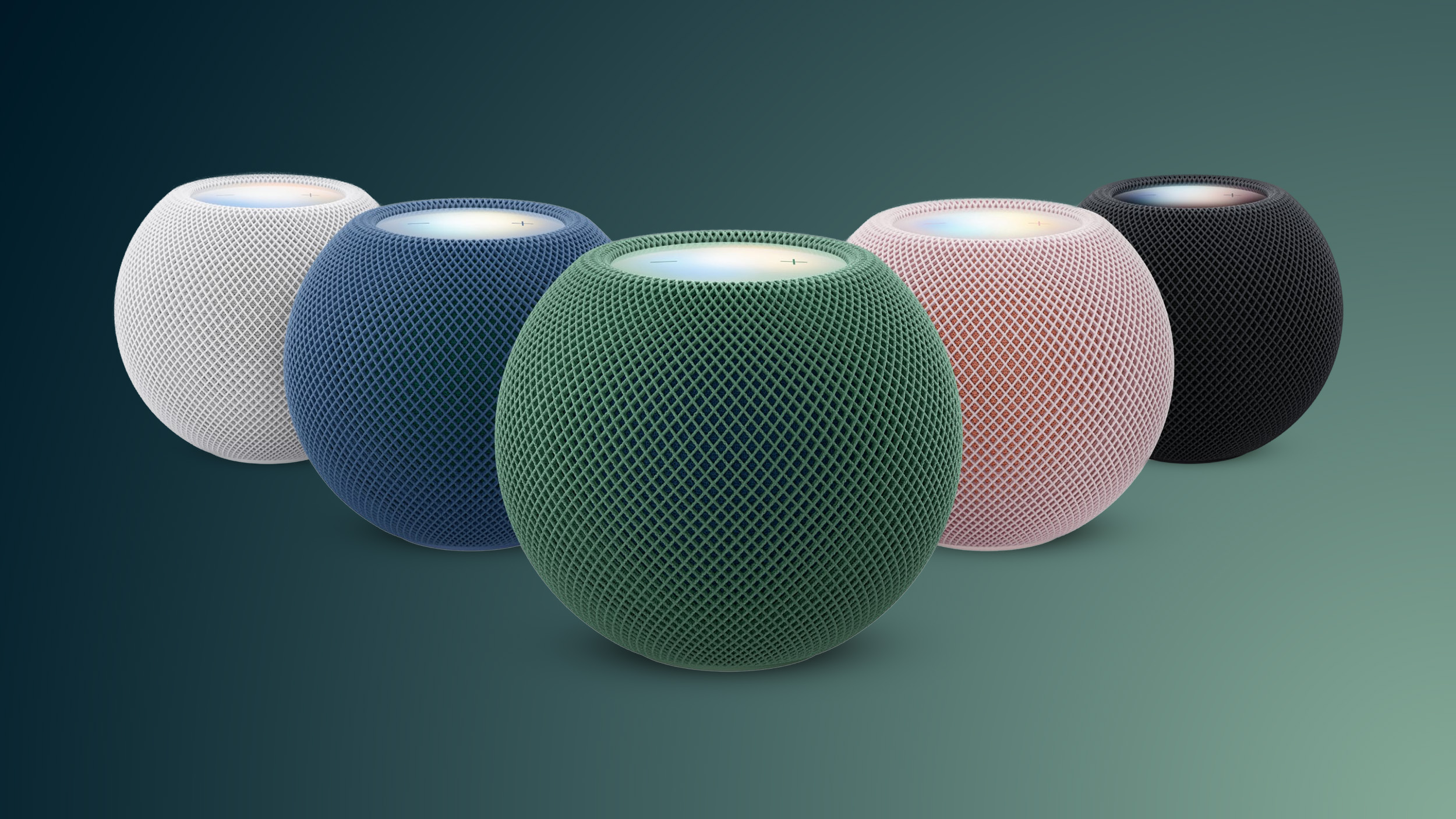 HomePod mini 2 v zelené, modré, růžové, bílé a půlnoční barvě