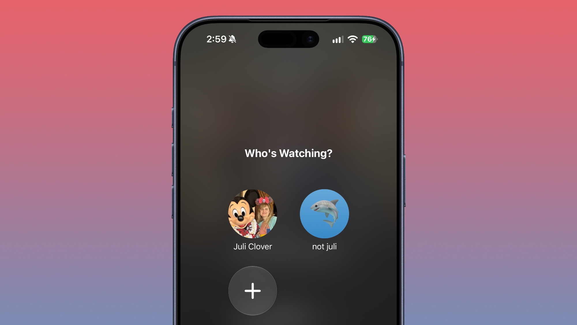 Výběr profilu v aplikaci Apple TV na iPhonu