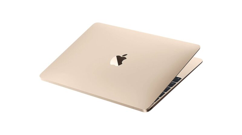 Zavřený dvanáctipalcový MacBook Retina ve zlaté barvě