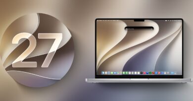 Logo macOS 27 vedle MacBooku Pro