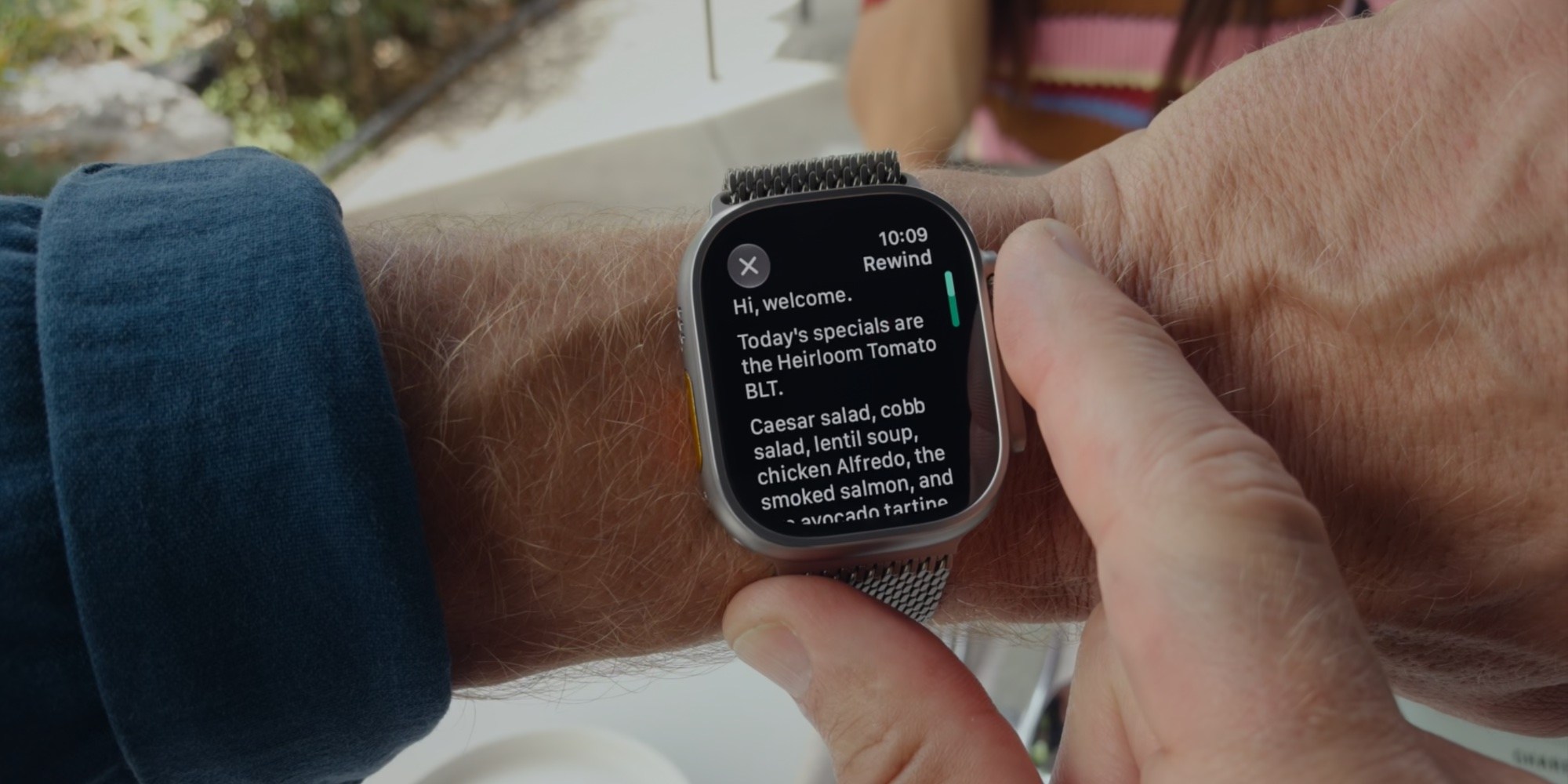 Ukázka funkce Live Rewind na Apple Watch