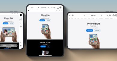 Safari na vnějším i vnitřním displeji iPhonu Duo