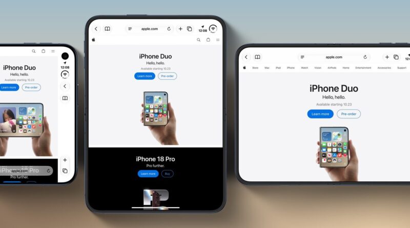 Safari na vnějším i vnitřním displeji iPhonu Duo