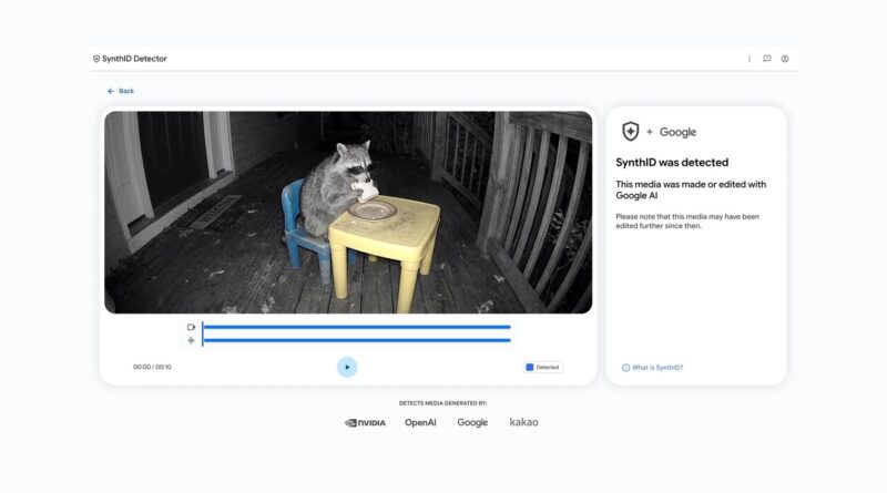 Web SynthID Detector, který u fotografie hlásí nalezený vodoznak