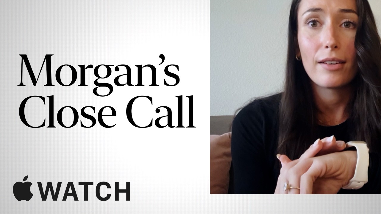 Úvodní obrazovka videa Morgan's Close Call ze série True Apple Watch Story