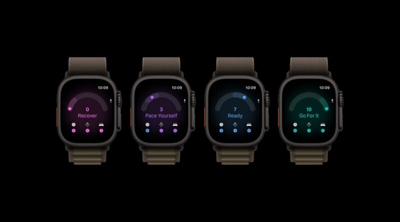 Čtyři Apple Watch Ultra 4 se skóre připravenosti na displeji